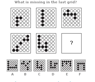 Dot Matrix Pattern: Which 5x5 Grid Completes the Sequence?