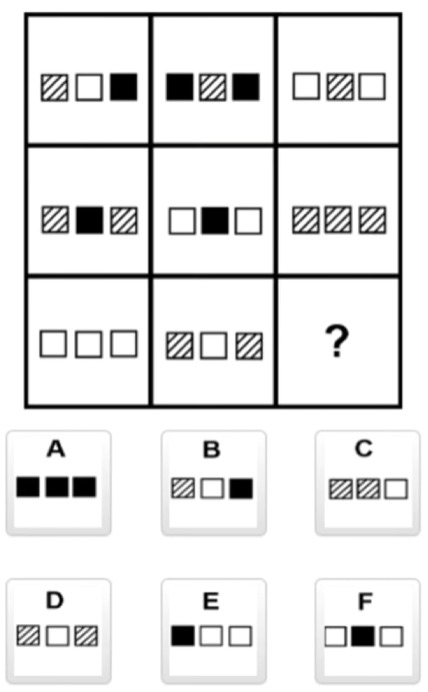 Which Three-Square Pattern Completes the Grid?