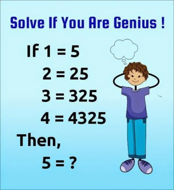 If 1=5, 2=25, 3=325, What Does 5 Equal?